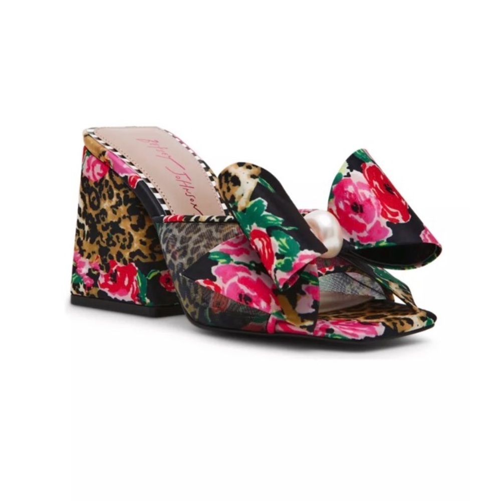Betsey Johnson Pink Floral Leopard Heels